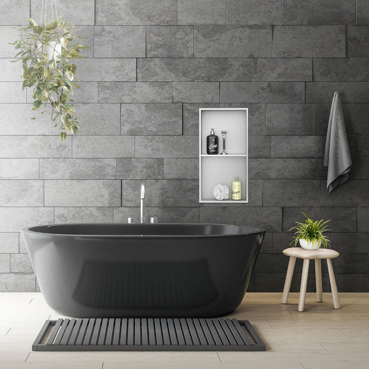 LuxeBath Wandnische Doppel aus Edelstahl, 30x60x10cm, Silber, Duschnische mit Rahmen, Einbauregal, F