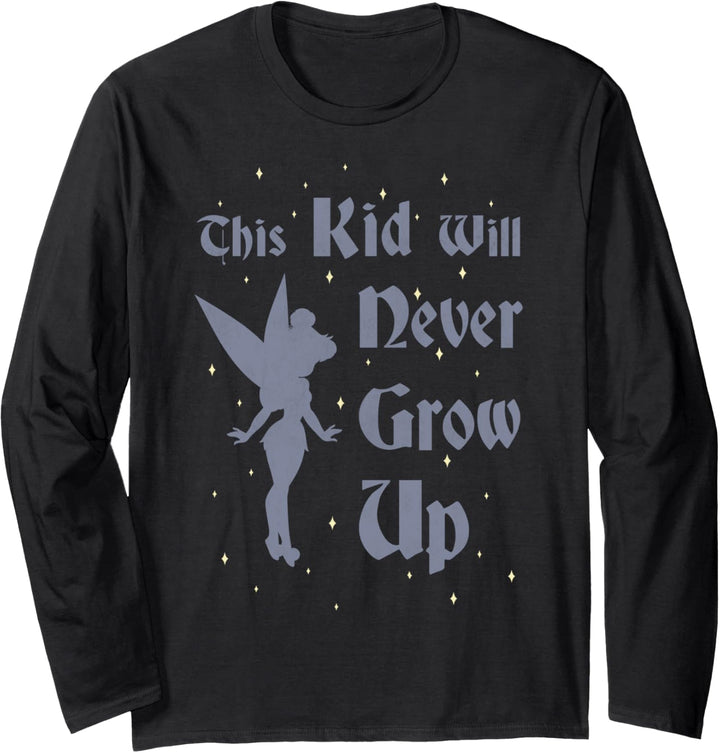 Disney Peter Pan Tinker Bell Kid Never Grow Up Silhouette Langarmshirt