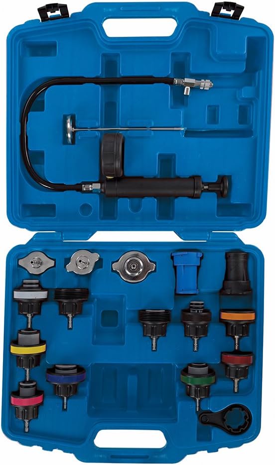 Silverline 647951 Kühlsystem-Abdrück- und Prüfgerät mit Zubehör, Mehrfarbig, 18- Teilig Satz