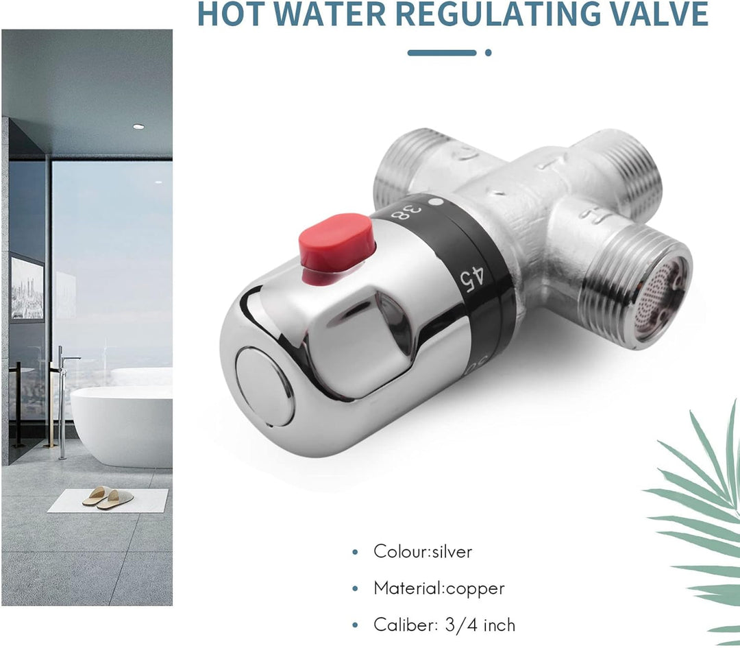 Jevina 3 Wege Thermostat Mischventil Aus Massivem Kupfer, 3/4 Solar Warm Wasser Bereiter, Regulieren