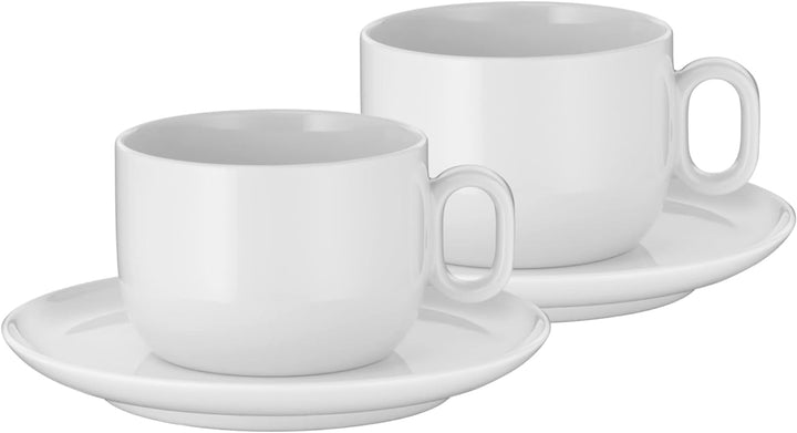 WMF Barista Tassen Set 4-teilig, zwei Kaffeetassen 160 ml mit Untertassen für Cappuccino, Porzellan,
