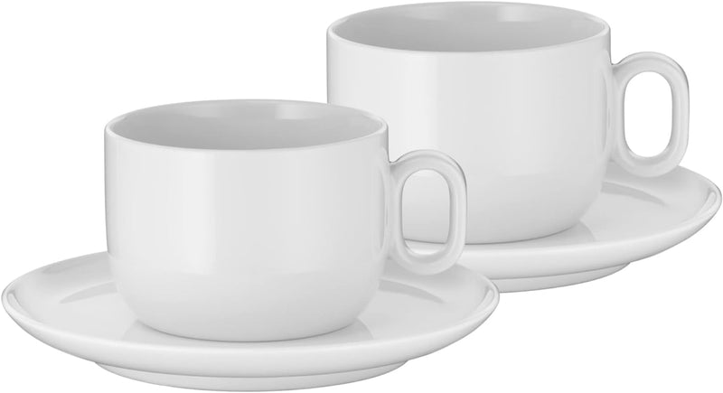 WMF Barista Tassen Set 4-teilig, zwei Kaffeetassen 160 ml mit Untertassen für Cappuccino, Porzellan,