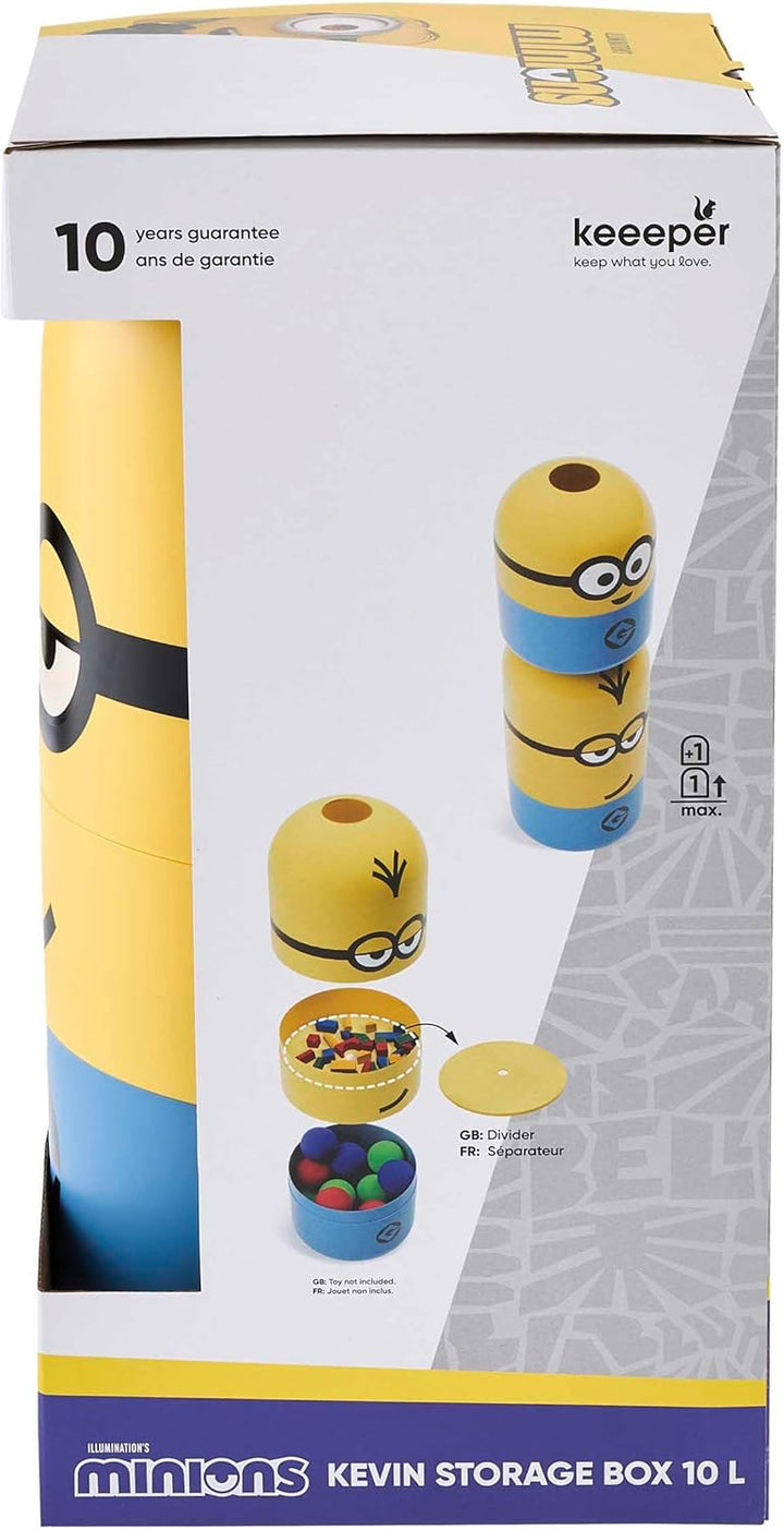 keeeper minions Aufbewahrungsbehälter Kevin, 20 x 20 x 38 cm, 10 l, Stapelbar und leicht zu öffnen,