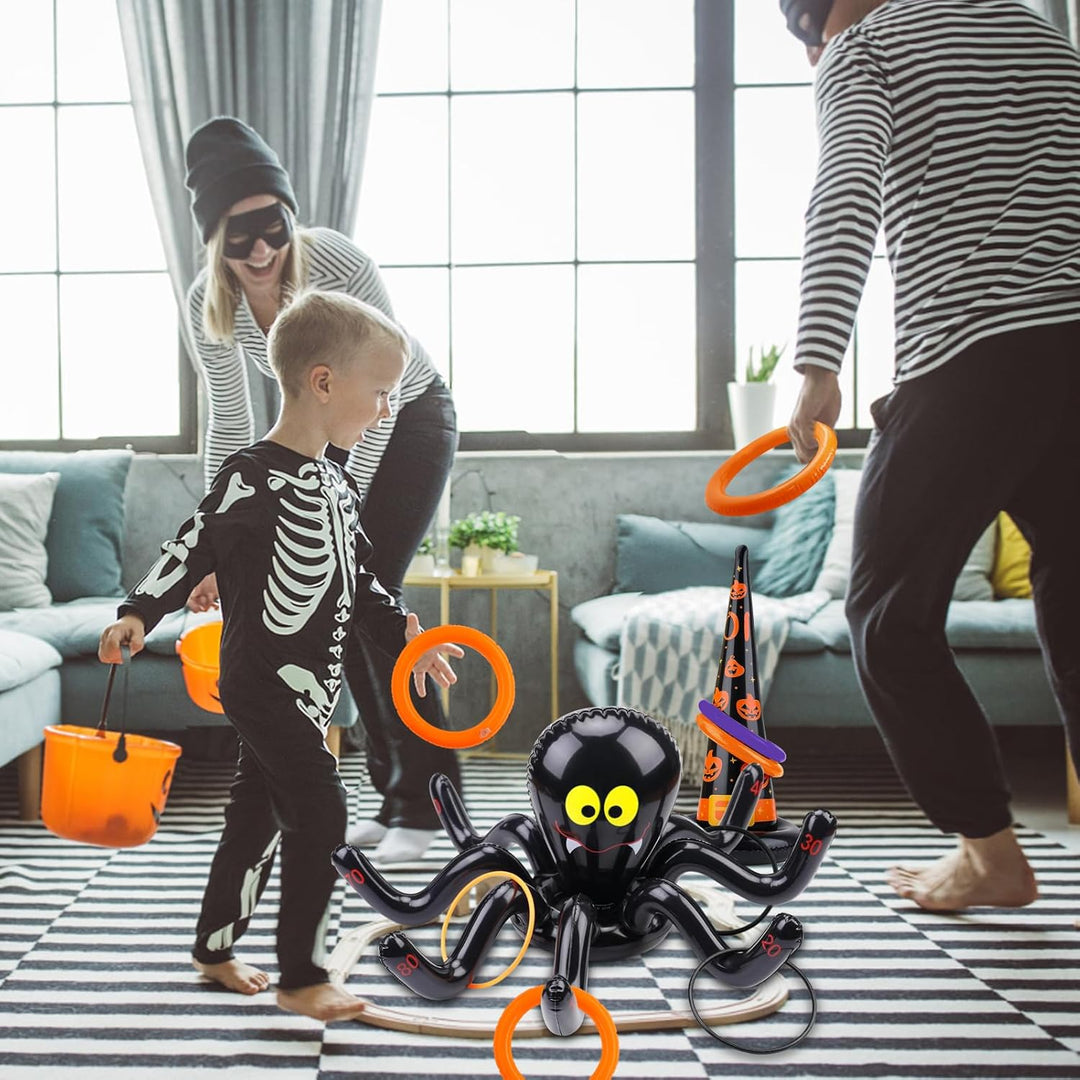 SHOWHEEL Halloweenwurfspiel Set,Halloweenwurf Aufblasbares Ringwurfspiel mit Wurfringe,Halloween Spi