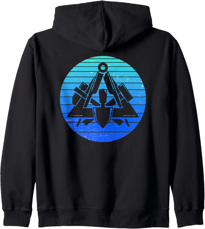 Maurer Zunftzeichen im coolen Retro Stil Blau Kapuzenjacke