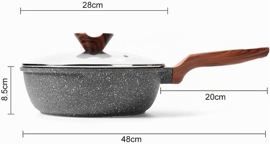 RIOVARM 28cm Tiefe Pfanne Hochrandpfanne, Induktion Antihaft Bratpfanne mit Deckel, Granit beschicht