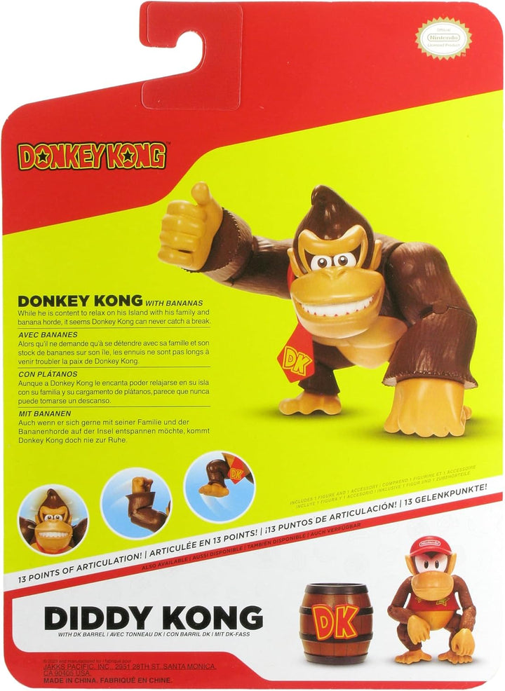 Nintendo World of Super Mario 2023 10,2 cm Actionfigur Donkey Kong mit Bananen, Mehrfarbig
