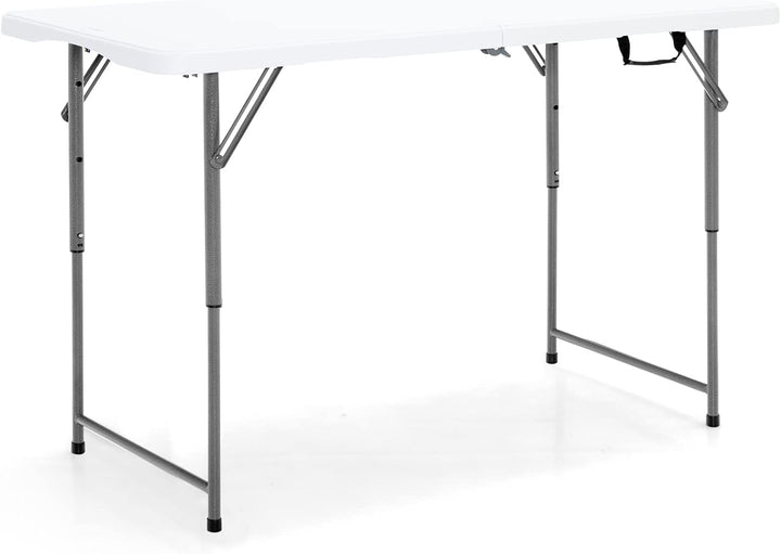 GOPLUS Klappbarer Campingtisch, Gartenklapptisch aus Eisenrohr & HDPE mit Griff, 3-Fach höhenverstel