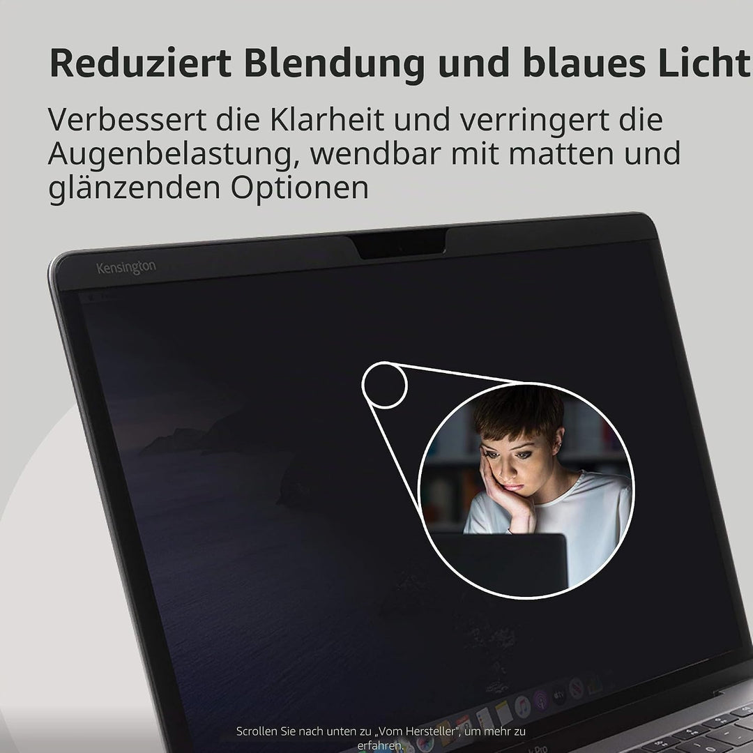 Kensington Laptop Blickschutzfilter für Apple MacBook Pro 15 Zoll - Reduzierung von Blendwirkung und