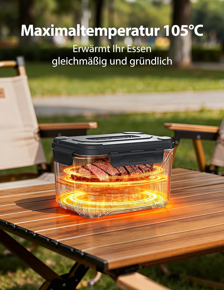Elektrische Lunchbox mit Akku, Electric Lunch Box for Adults mit automatischer Aufheizfunktion, 1,3L