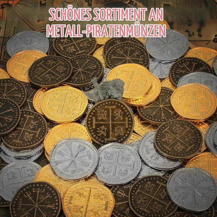 Byhoo 36 Pcs Metall Piraten Token Münzen Set, Realistische Schatz Spanisch Währung Münzen für Pirate