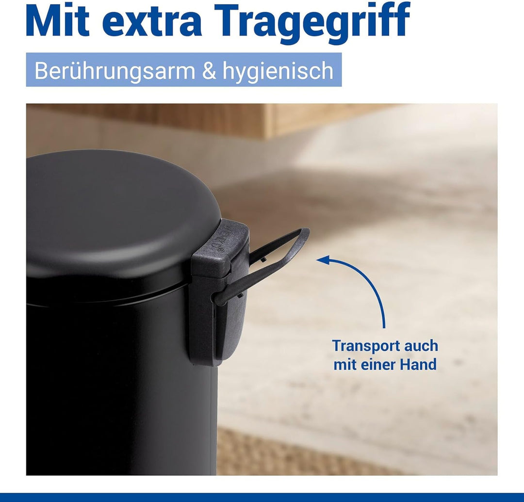 WENKO Treteimer Mod. Leman, 5 Liter, mit herausnehmbarem Einsatz, aus lackiertem Stahl, 21 x 24 x 28