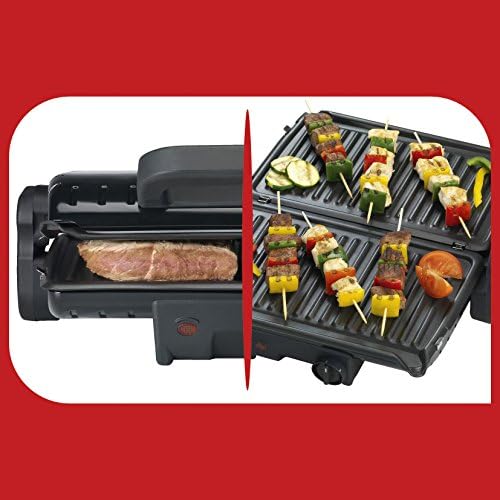 Tefal Minute Grill GC2058 Kontaktgrill, elektrisch, schwarz, Aluminium, rechteckig, Grillrost, 300 x