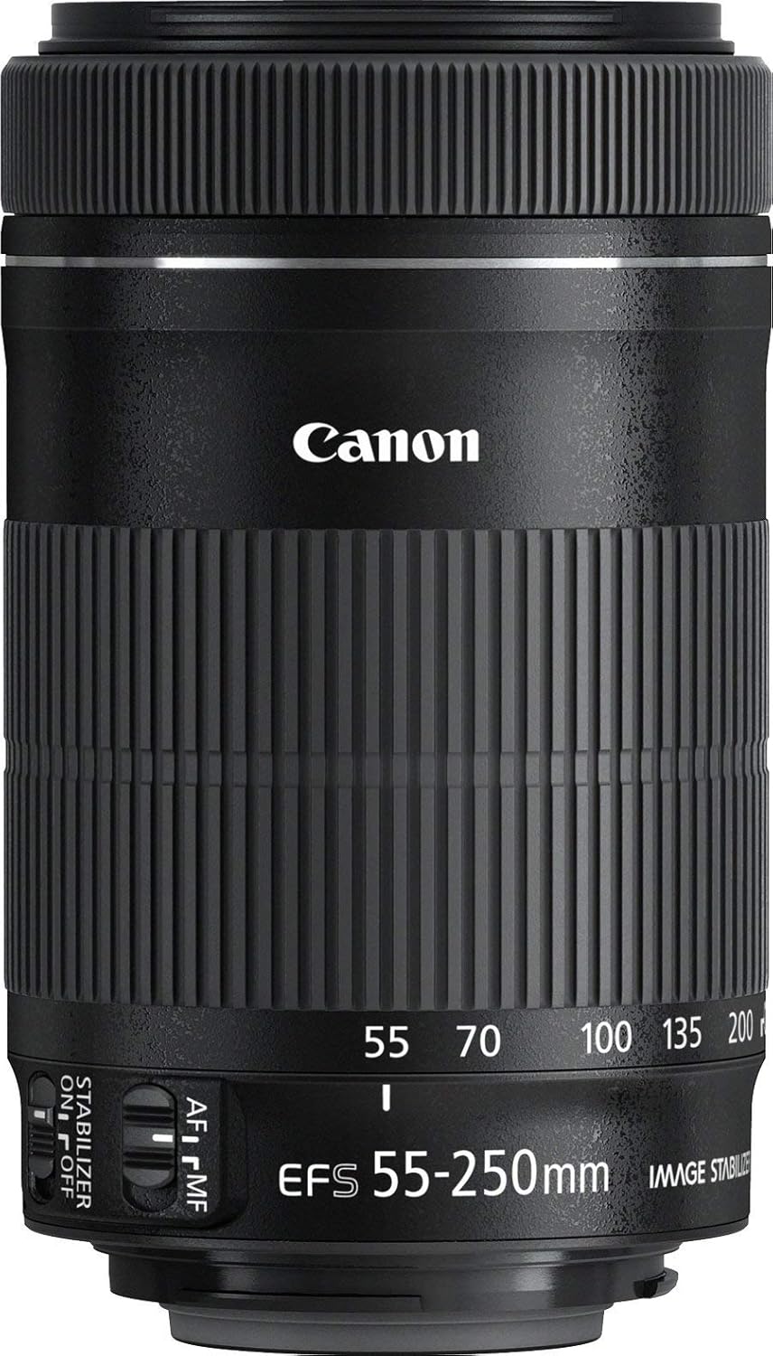 Canon EF-S 55-250mm 1:4-5.6 is STM Tele-Zoomobjektiv (58mm Filtergewinde) schwarz Single, Single