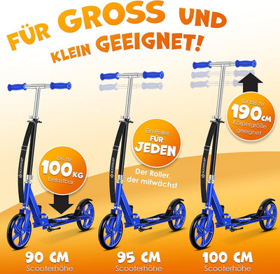 KESSER® Scooter Roller Kinderroller Cityroller Tretroller Kickroller Kickscooter Shark (Blue), Shark