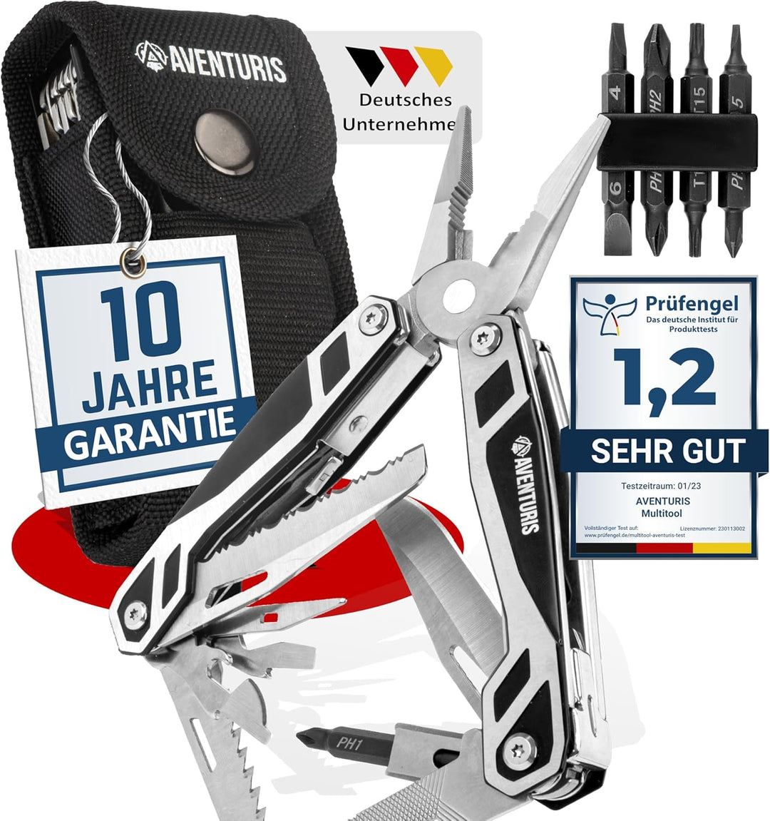 AVENTURIS® Multitool-Werkzeug 21 Funktionen [Edelstahl] Deutscher Standard! Ein Multifunktionswerkze