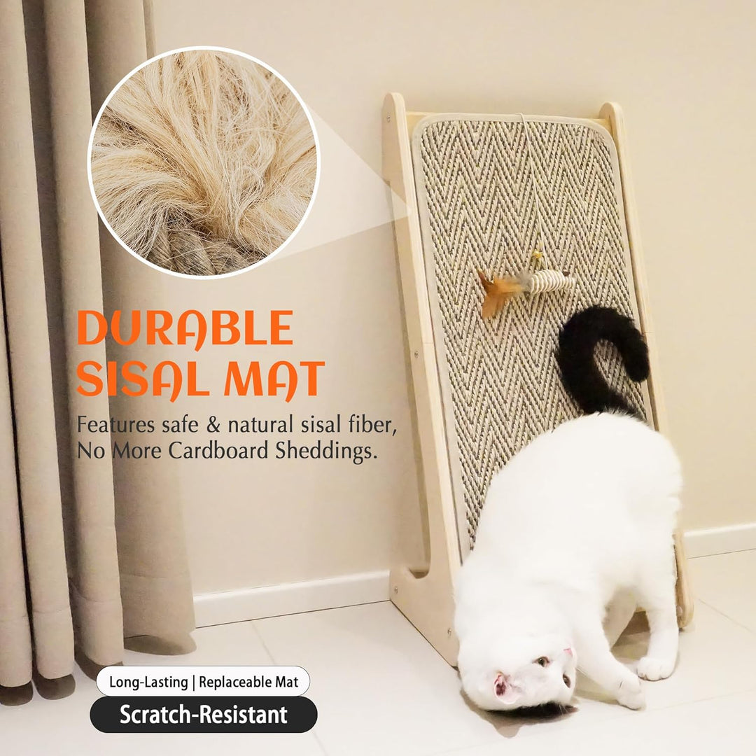 PETKARAY Kratzbrett Katze, 68 cm Hohe L-förmiger Sisal Kratzsäule, Dual-Use Kratzpads für Katzen, Ka