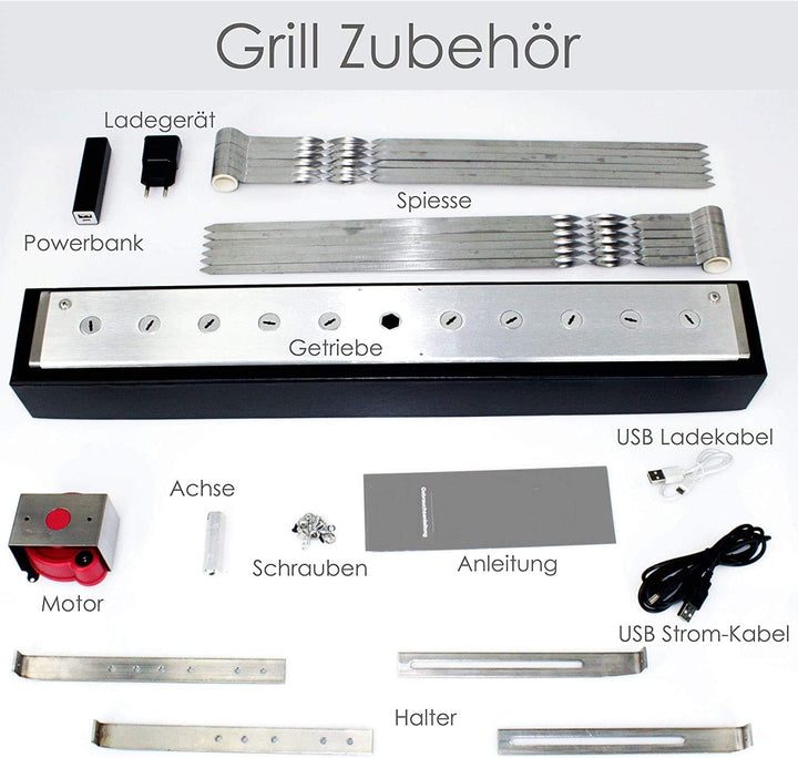 CEEBOO Grillmaster Grillaufsatz, Renschler Line mit Motor, Powerbank und 11 Spiesse