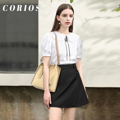 CORIOS Canvas Schultertasche Damen Handtasche Casual Umhängetasche Henkeltasche Mittlere Kapazität T