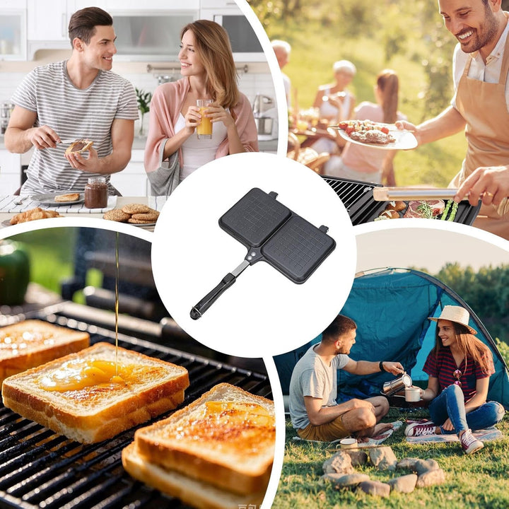 Lagerfeuer-Sandwich-Maker, Doppel-Panel-Heisspresse, antihaftbeschichteter Brottoaster mit Griff, Kä