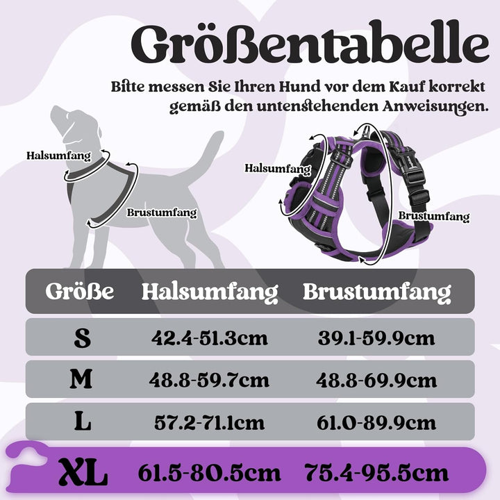 rabbitgoo Hundegeschirr Grosse Hunde, Verstellbare Geschirr Hund ohne Zug &amp; Würgen, Anti Zug Hundege