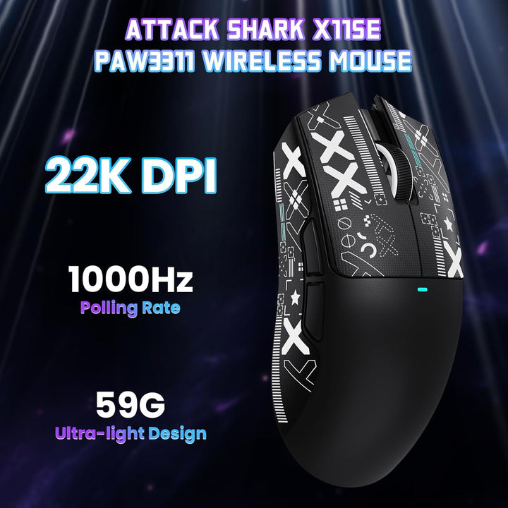 ATTACK SHARK X11 SE Kabellose Gaming-Maus, PixArt PAW3311 Gaming-Sensor, BT/2.4G Wireless/Kabelgebun