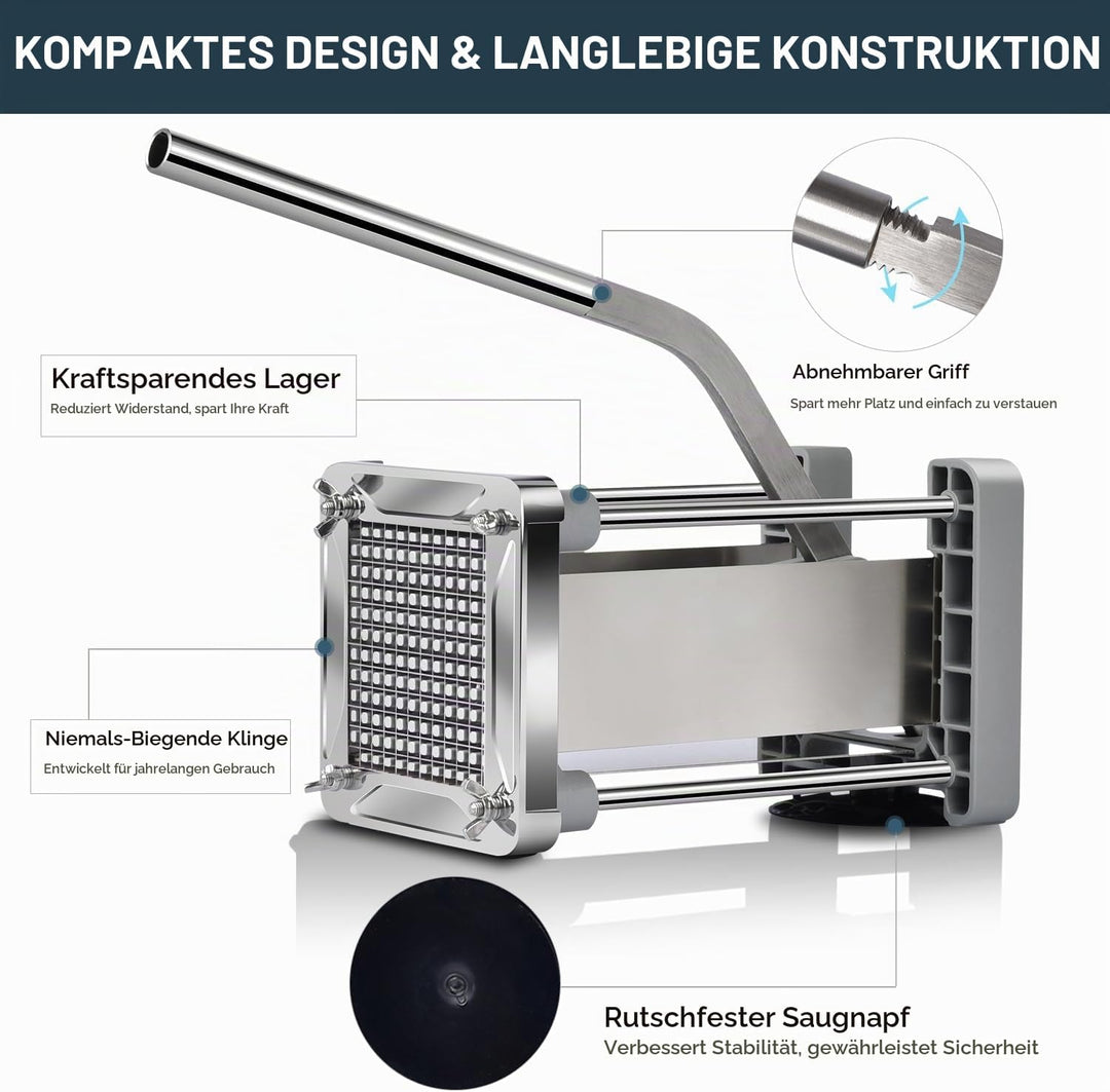 Sopito Pommesschneider, Pommes Frites Schneider Edelstahl Professioneller French Fries Cutter mit 6x