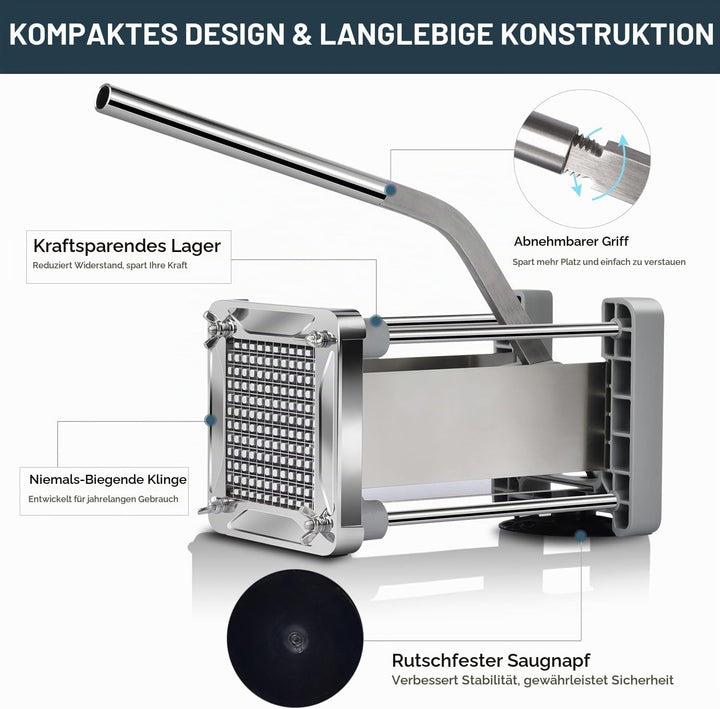 Sopito Pommesschneider, Pommes Frites Schneider Edelstahl Professioneller French Fries Cutter mit 6x