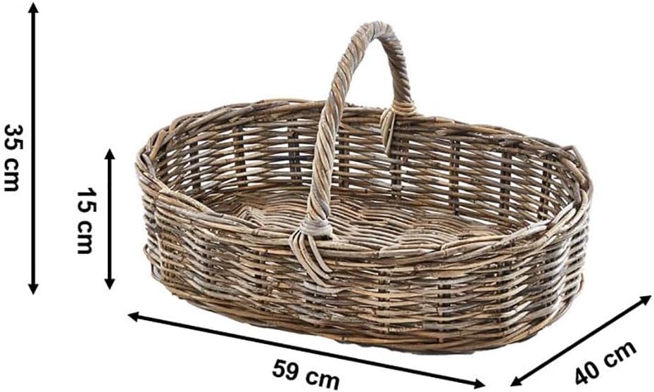 Kobolo Tablett aus Rattan Kubu Grey – Ovales Dekotablett/Serviertablett, 45x30 cm, handgefertigt, ro