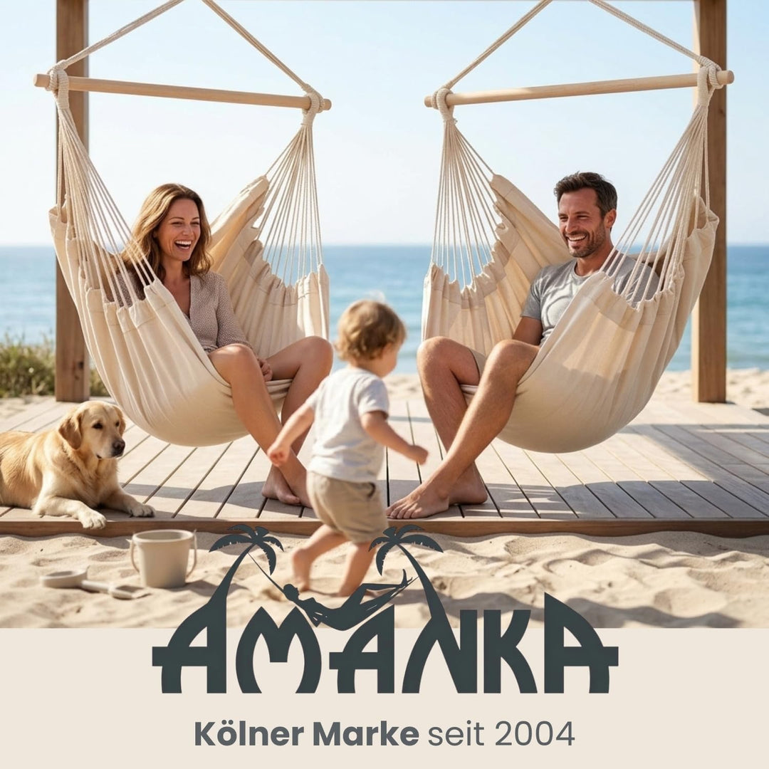 AMANKA XXL Hängesessel 185x130cm für Garten, Balkon &amp; Terrasse - Schwebesessel Belastbar bis 150kg -