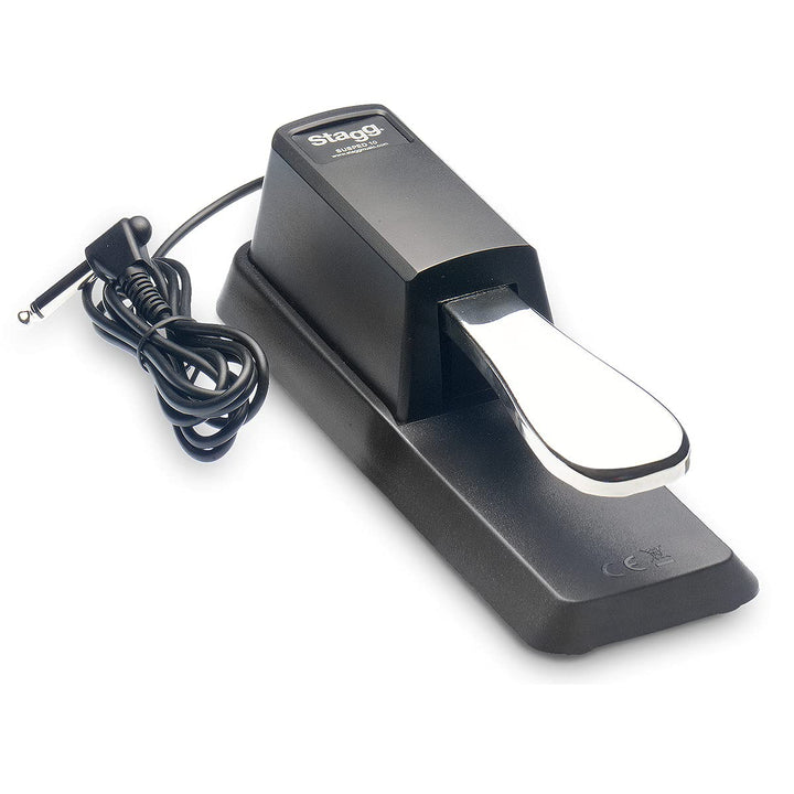Stagg 21203 verchromtes Pedal mit Polaritätsschalter für E-Piano/Keyboard (1,5m, lange Kabel, 6,3mm