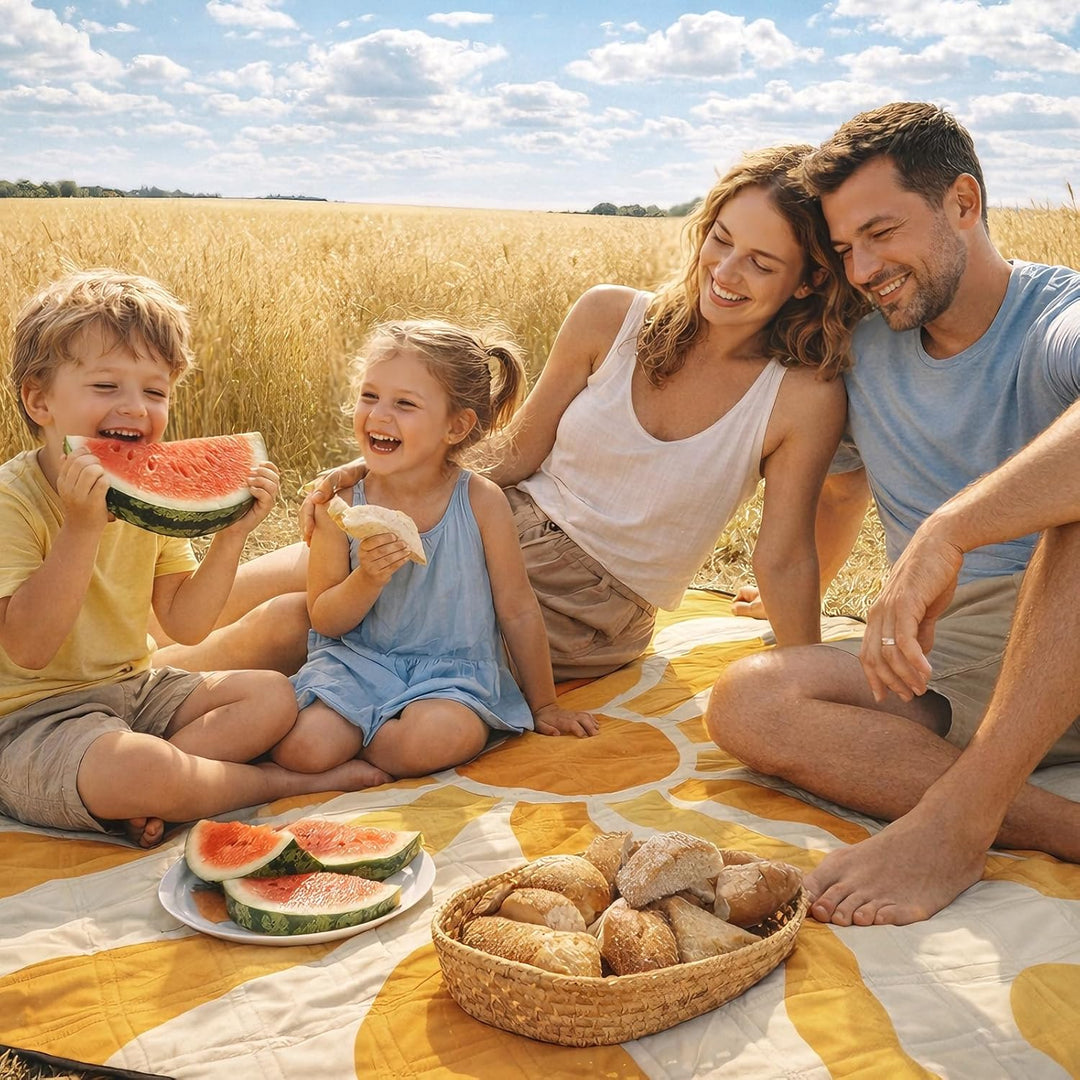 Sekey Picknickdecke Wasserdicht 200x200 cm, Stranddecke Sandfrei | Gepolstert, Dreischichtige Strukt