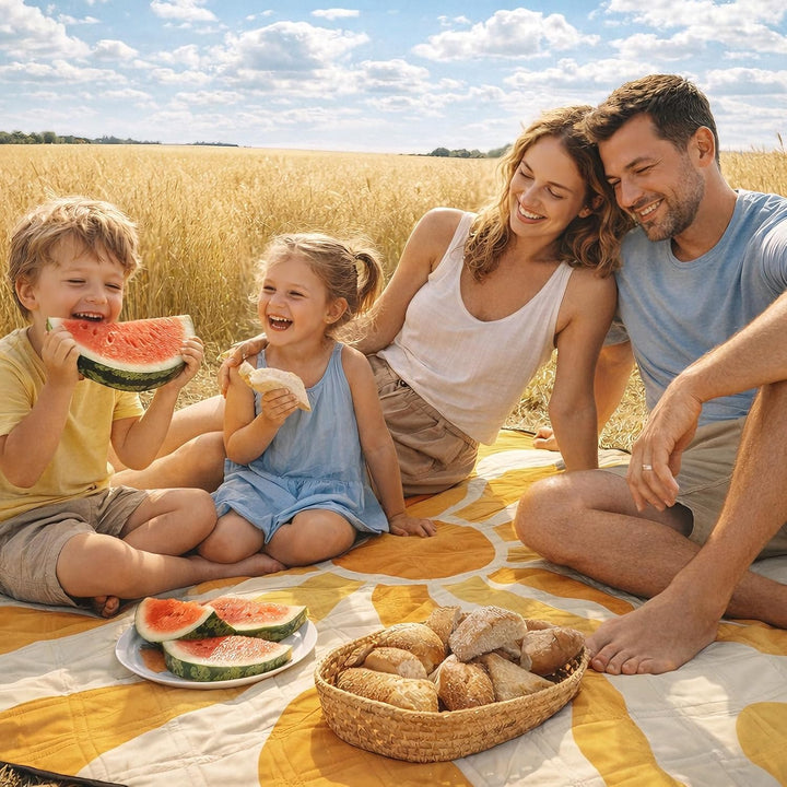 Sekey Picknickdecke Wasserdicht 200x200 cm, Stranddecke Sandfrei | Gepolstert, Dreischichtige Strukt