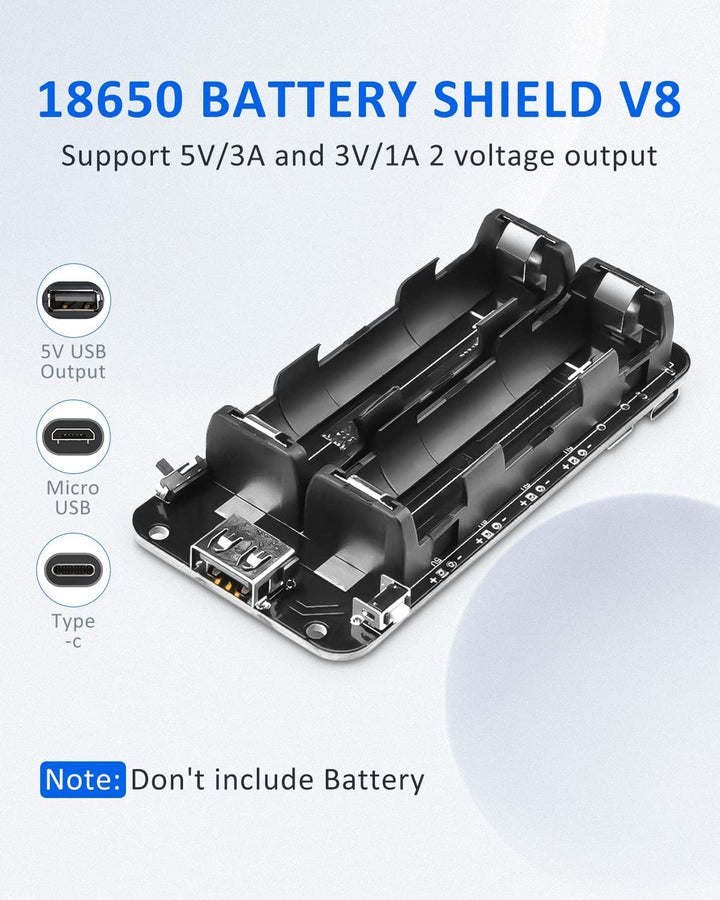 diymore 2PCS Battery Shield V8 3V 5V Micro-USB-Anschluss Typ C USB kompatibel für ESP32 für ESP8266