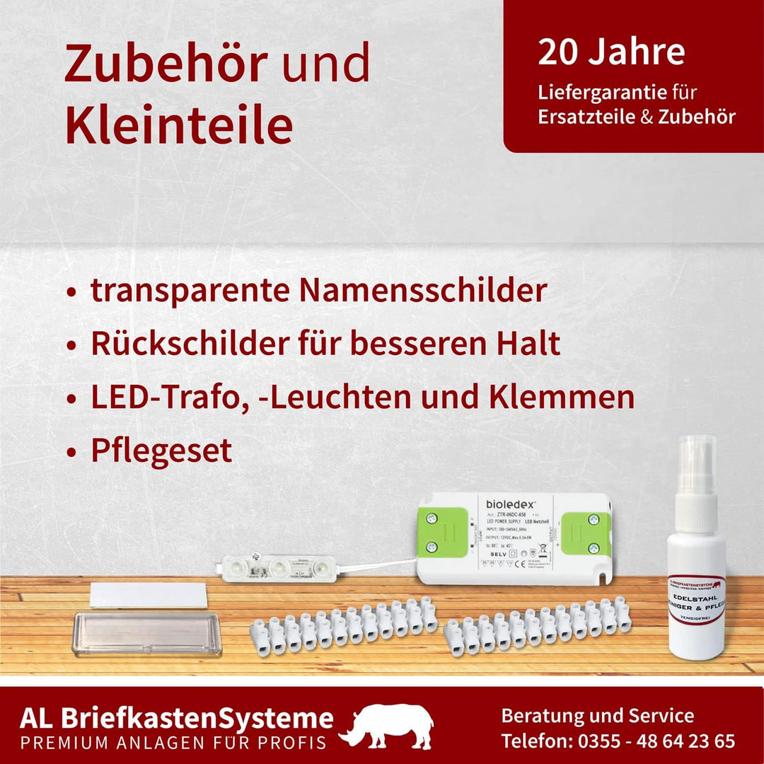 AL Briefkastensysteme 3er Briefkastenanlage mit Klingel Anthrazit Grau RAL 7016, Premium Briefkasten