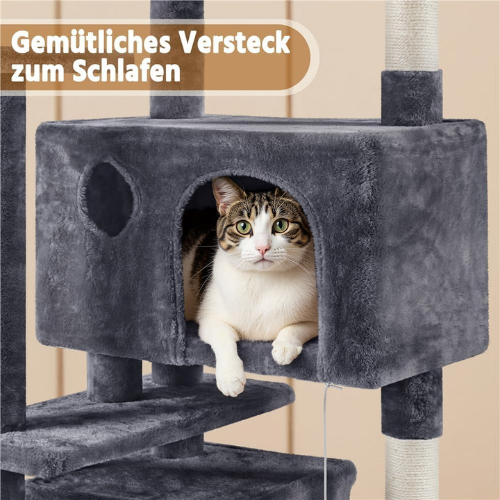 Yaheetech Kratzbaum gross Kletterbaum 158 cm hoch Katzenkratzbaum, Stabiler Katzenbaum mit 3 Plattfo