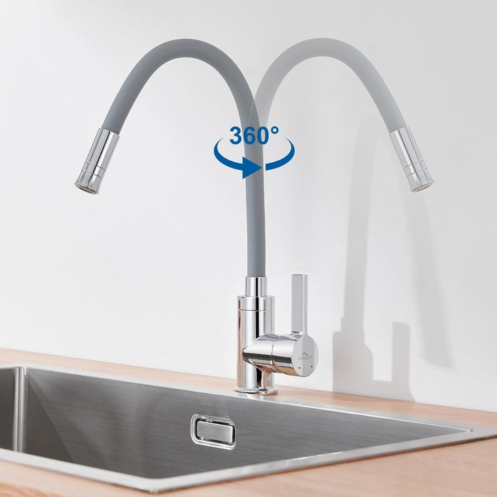 Auralum Flexibler Wasserhahn Küche, Küchenarmatur mit Zwei Wasserstrahlarten, Hochdruck Spültischarm