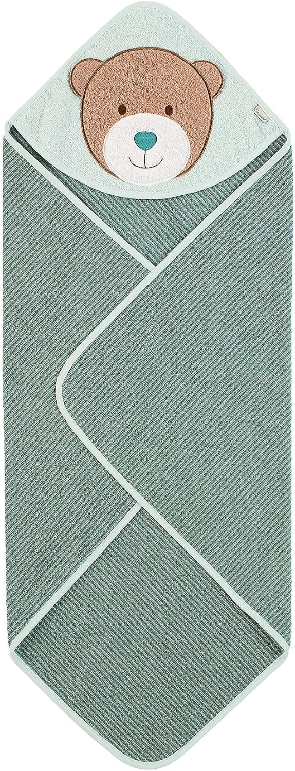 Sterntaler Motiv-Kapuzenbadetuch Bär Ben, Alter: ab 0 Monaten, 80 x 80 cm, Mittelgrün, Ben