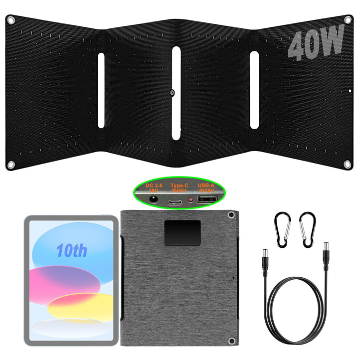 40W Solarpanel Faltbar，Mini Tragbares Solarpanel mit DC & USB-C/USB-A mit robuster Beschichtung & IP