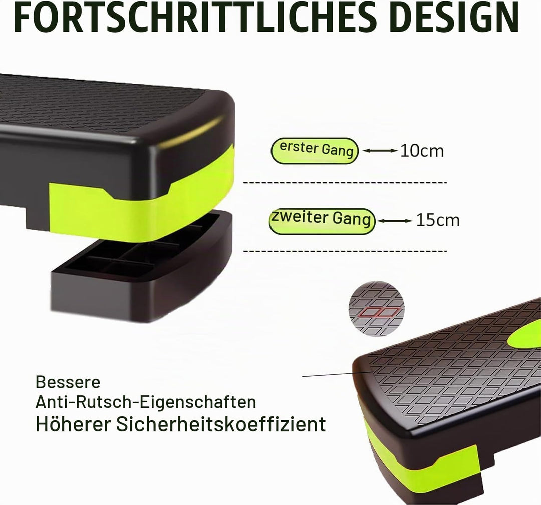 Aerobic Stepper Fitness Board – Steppbrett Aerobic Höhenverstellbar auf 10/15 cm – Für Home Gym &amp; Bü