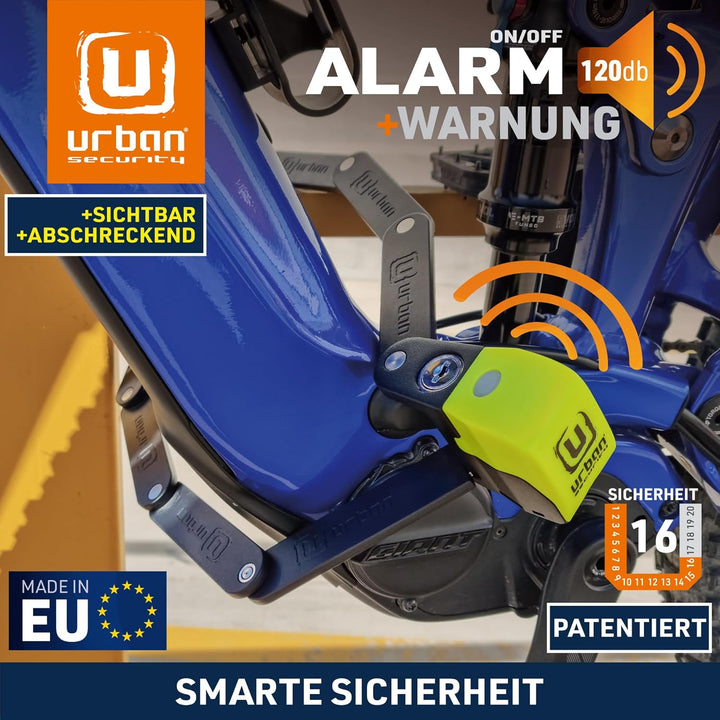 UR476Y Innovatives Fahrradschloss mit/ohne Alarm 120dB Hi-Tech, Faltschloss Fahrrad 2-in-1 Hohe Sich