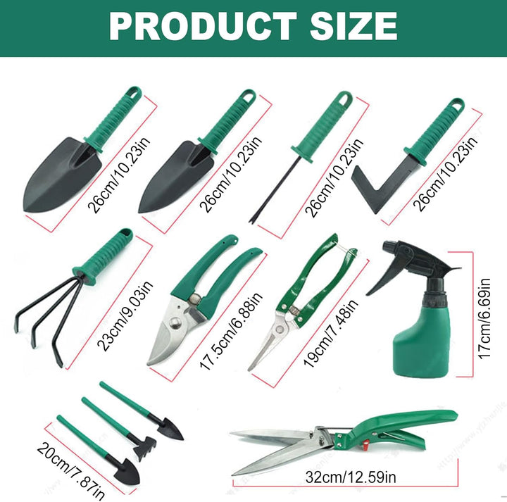 Gartenwerkzeug Set 12-teilig, Edelstahl Gartengeräte mit Ergonomischen Griffen & Aufbewahrungsbox, G