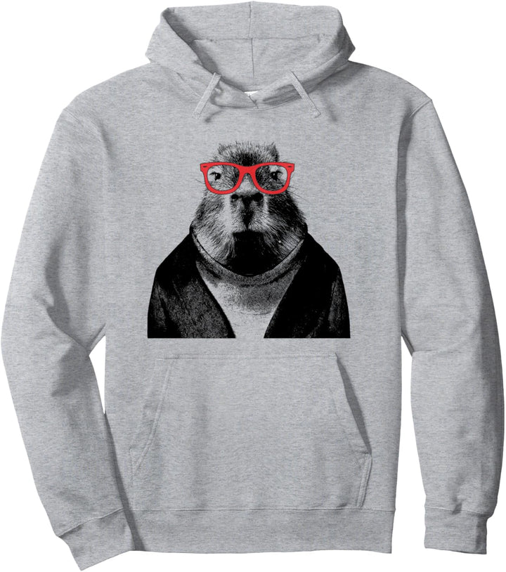 Lustiges Capybara Portrait mit Brille und Kostüm Tier Pullover Hoodie