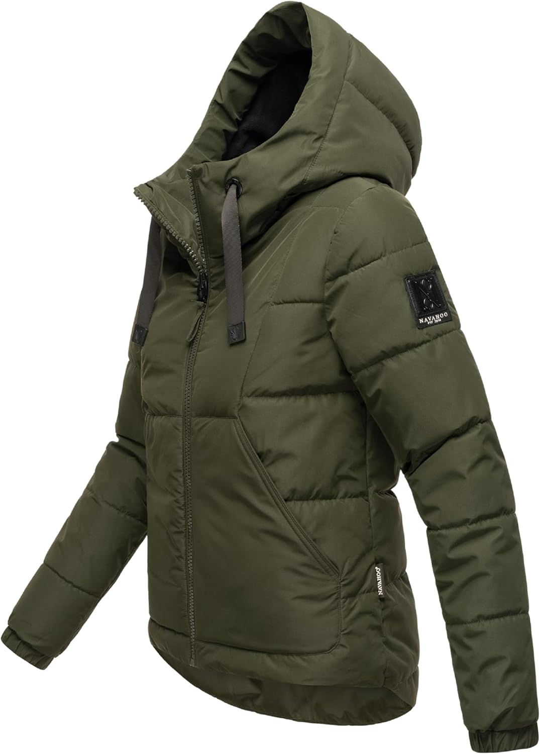 Navahoo Damen Winterjacke Steppjacke warm mit Kapuze Eisbällchen XS-XXL XXL Dark Olive, XXL Dark Oli
