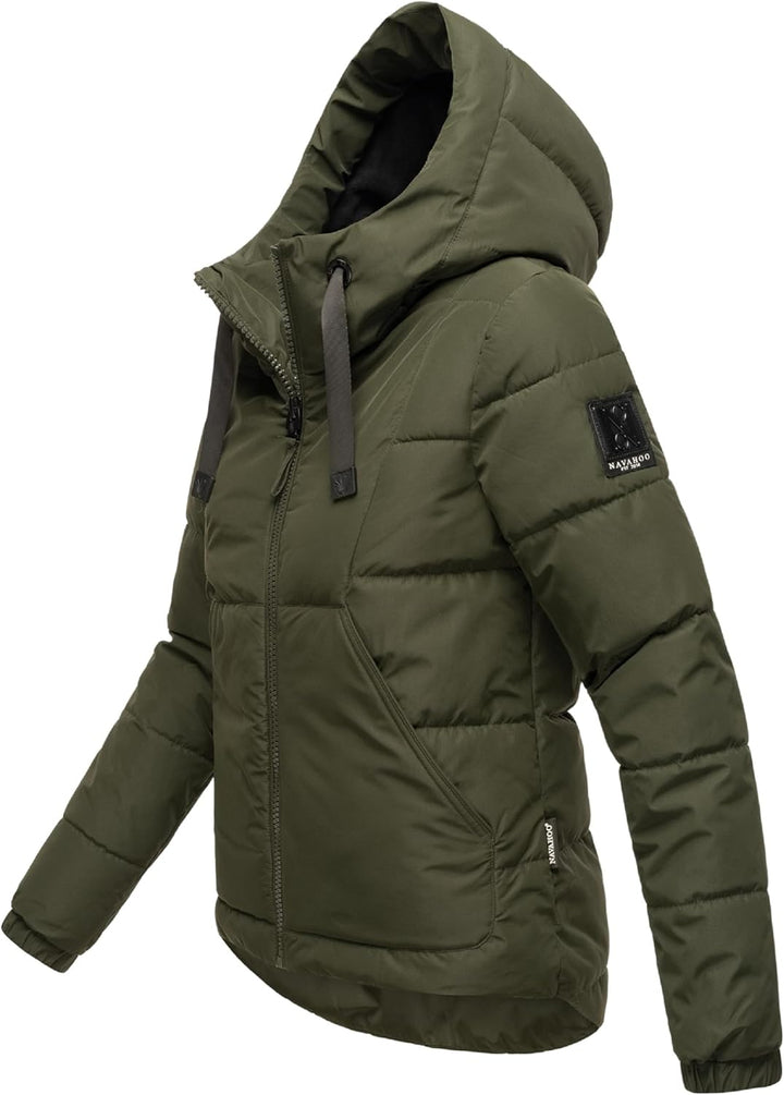 Navahoo Damen Winterjacke Steppjacke warm mit Kapuze Eisbällchen XS-XXL XXL Dark Olive, XXL Dark Oli