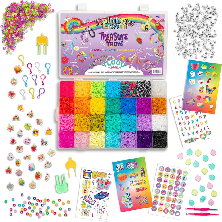 BANDAI – Rainbow Loom Treasure Trove – Kreatives DIY-Armband-Kit – 11.000 Gummibänder, Zubehör & Auf