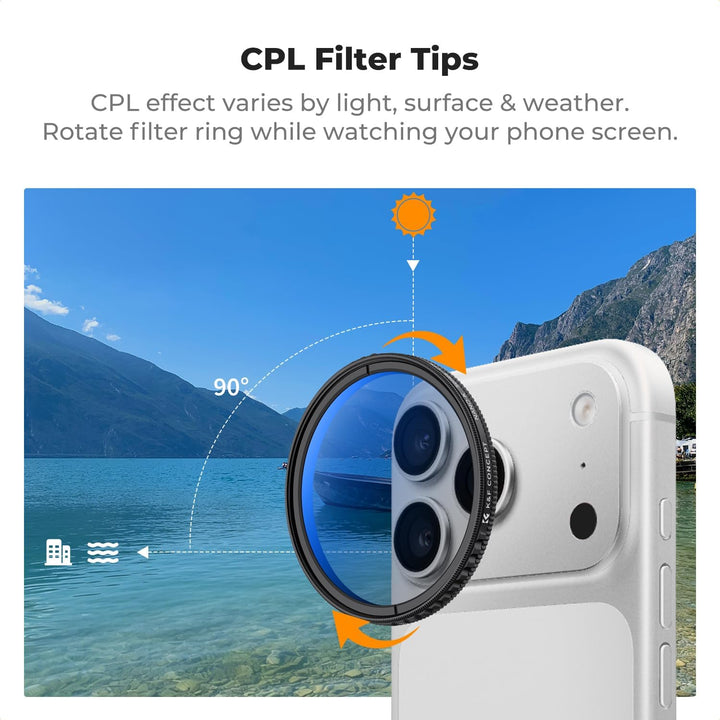 K&F CONCEPT FA301 Snap-On CPL Filter kompatibel mit iPhone 17 Pro Max/17 Pro, 9,5g extrem Leichter P