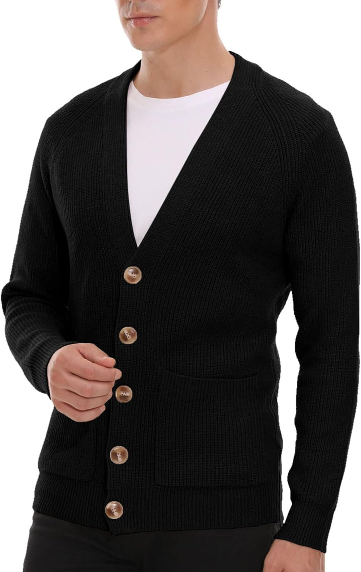 Hisir Strickjacke Herren Pullover Cardigan Feinstrick Klassischer V Ausschnitt Winter Warme Weiche S