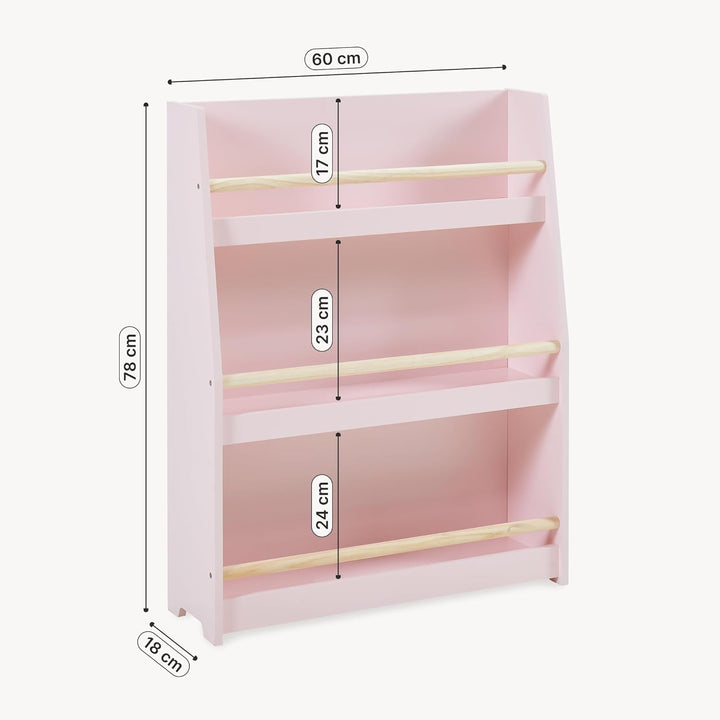 [en.casa] Kinder Bücherregal Virer Kinderregal mit 3 offenen Fächern Aufbewahrung Montessori Standre