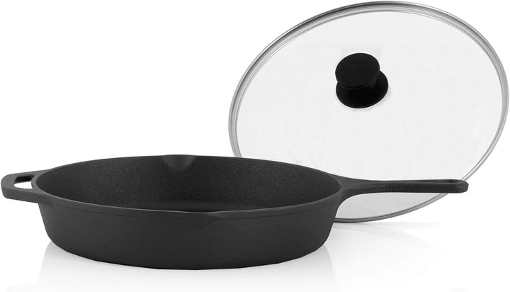 BBQ-Toro Gusseisen Grillpfanne mit Glasdeckel (Ø 30 cm) | Gusseisenpfanne, Grillbratpfanne, Bratpfan